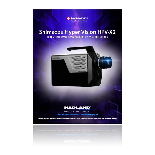 Shimadzu Hyper Vision HPV-X2 ultra high-speed video camera brochure cover image.