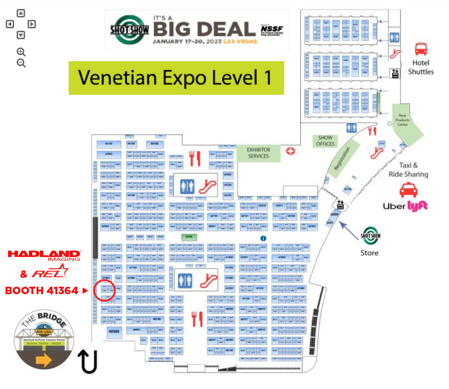 Hadland Imaging and REL at the 2023 SHOT Show in Las Vegas – Venetian Expo Level 1 Floor Plan, Booth 41364.