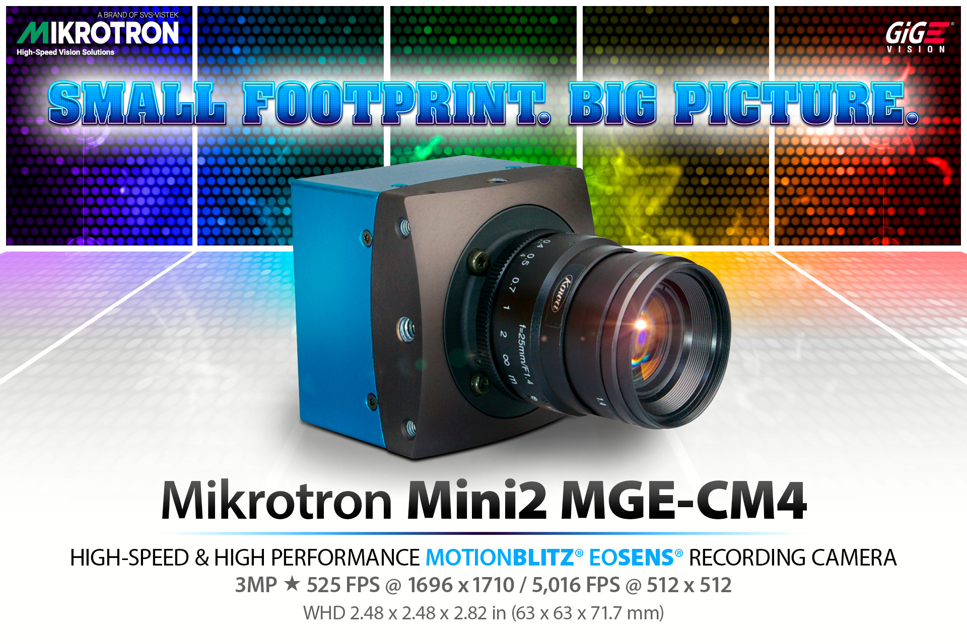 Hadland Imaging Mikrotron Mini2 MGE-CM4 MotionBLITZ® EoSENS® high-speed recording camera feature image.