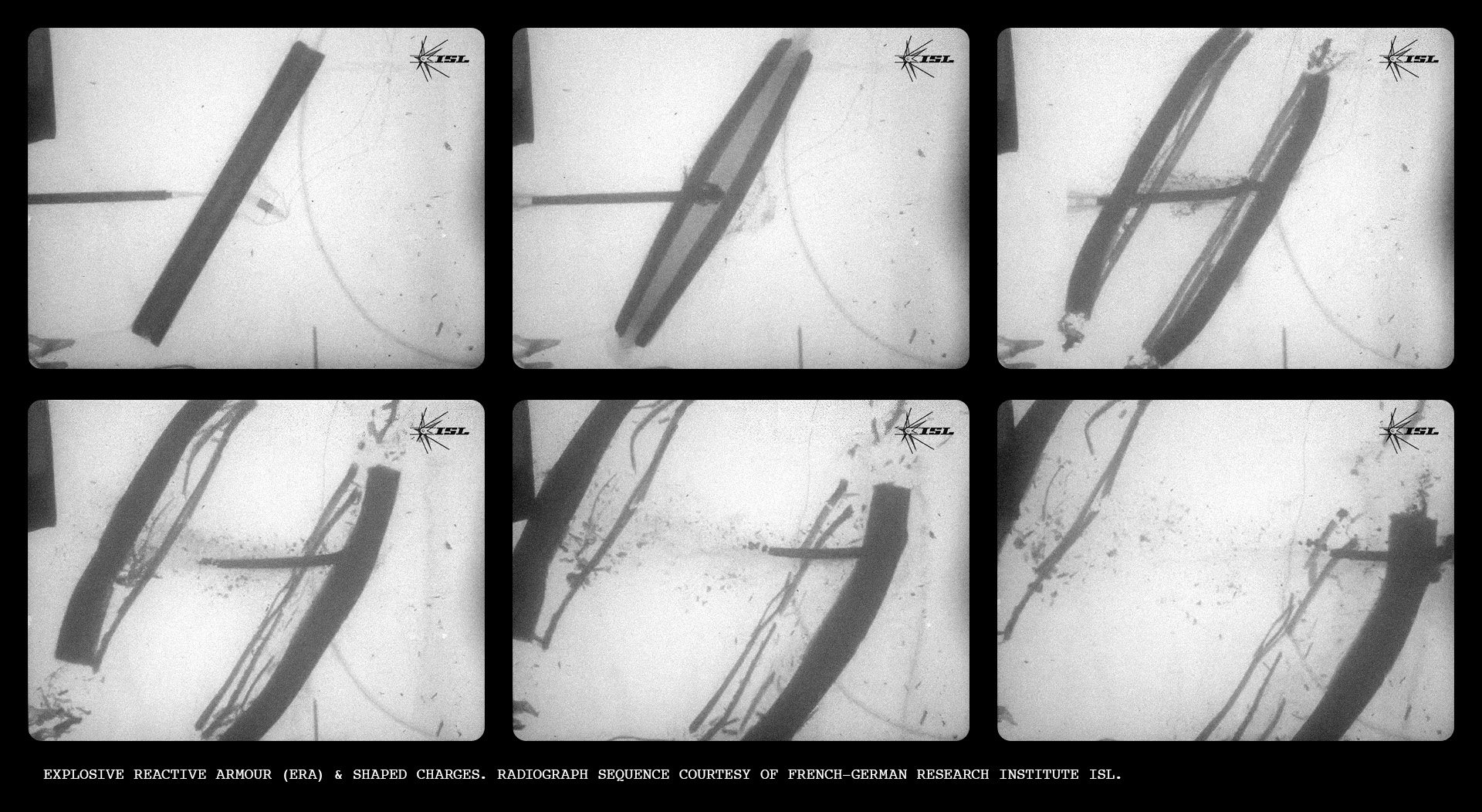 Explosive Reactive Armour (ERA) & Shaped Charges. Radiograph sequence Courtesy of French-German Research Institute ISL.