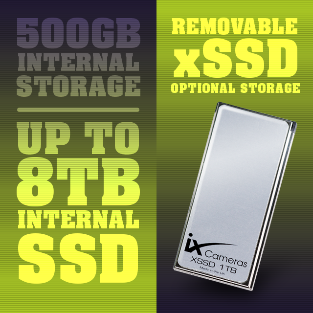 iX Cameras i-SPEED 5 Series G2 internal SSD and removable xSSD storage.