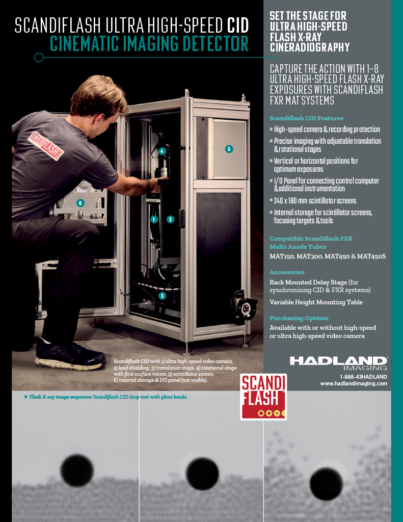 Hadland Imaging's Scandiflash Cinematic Imaging Detector (CID) product sheet cover image.