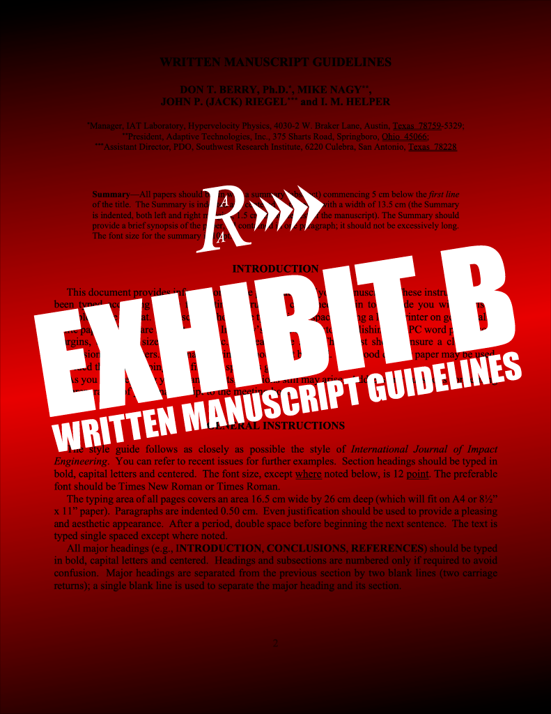 ARA 2026 Exhibit B: written manuscript guidelines image.
