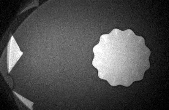 KAS ultra high-speed X-ray sequence animation of experiment exploring stabilization of Richtmyer Meshkov instability on cylindrically convergent implosions.