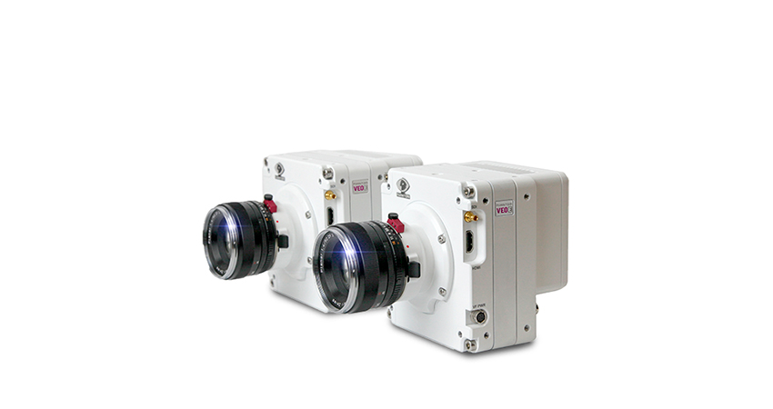 Pair of Phantom VEO-E 340L high-speed video cameras for DIC imaging.