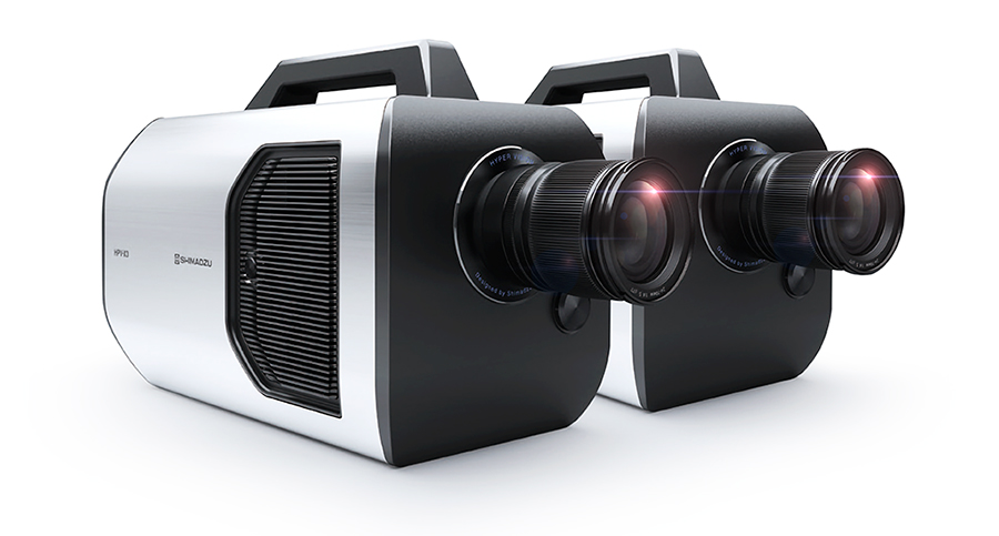 Pair of Shimadzu HyperVision HPV-X3 ultra high-speed video cameras for DIC imaging.